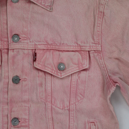Levi's Pink Denim Jacket Women's Small Cotton Collared Trucker Style