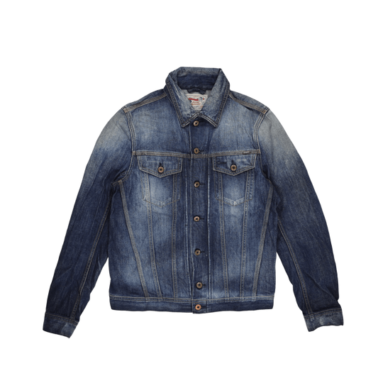 Diesel Classic Blue Denim Jacket for Men Size M 100 Percent Cotton Vintage Style Collared