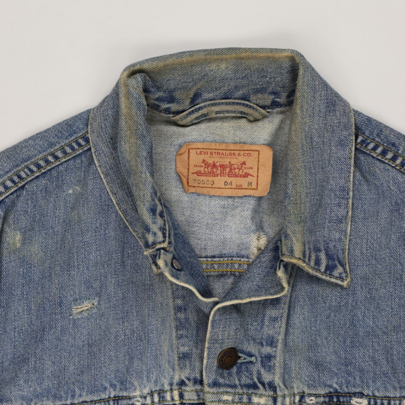 Levi's Vintage 70506 Trucker Jacket Distressed Blue Medium Cotton Denim