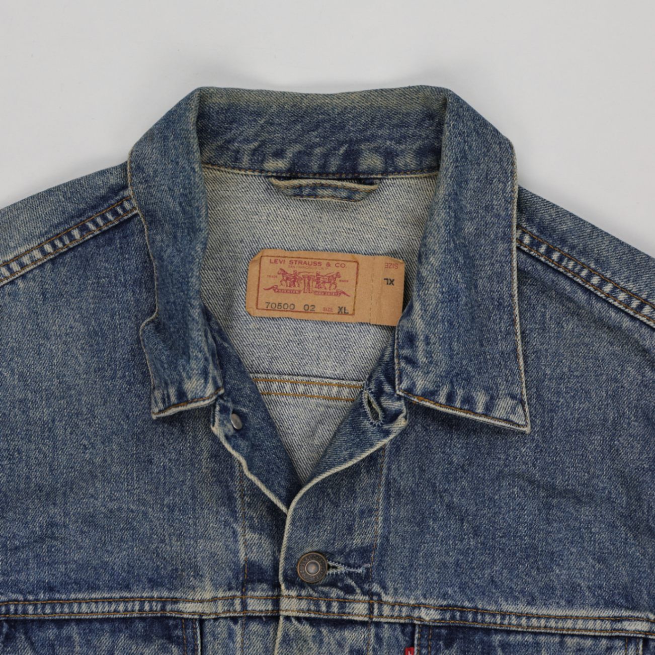 Levi's Vintage 70500 Blue Denim Trucker Jacket XL Cotton Mens