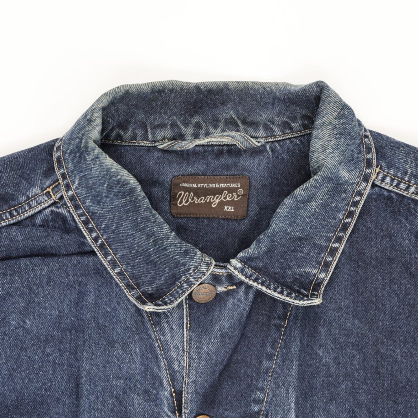 Wrangler Vintage Blue Jean Jacket XXL 100% Cotton Collared Men's Clothing