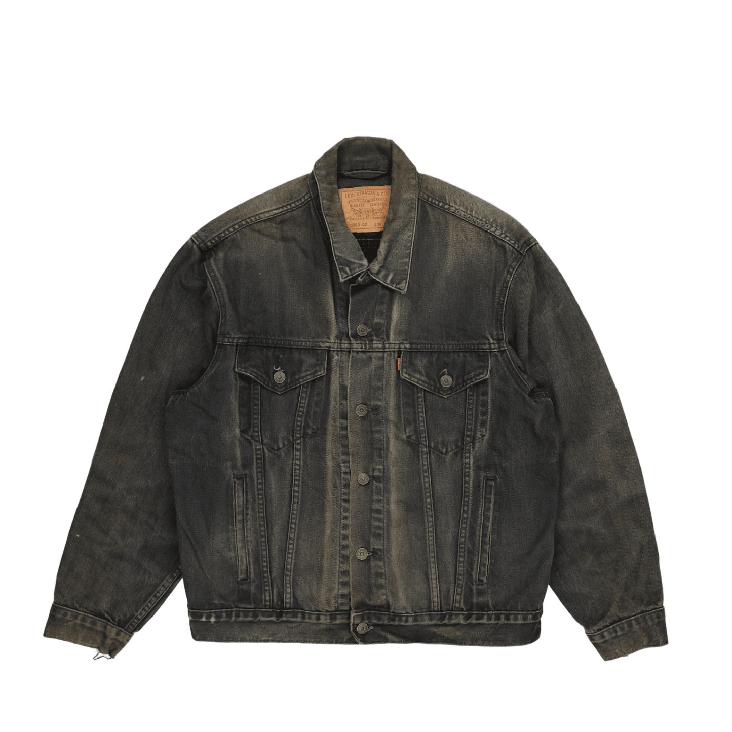 Levi's Vintage 70503 Black Denim Trucker Jacket Men's Large Cotton