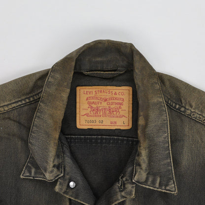 Levi's Vintage 70503 Black Denim Trucker Jacket Men's Large Cotton