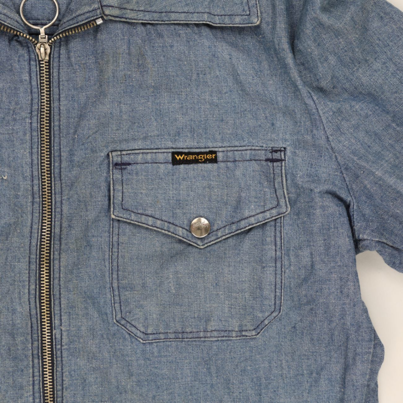 Vintage Wrangler 1970s Zip-Up Jacket Blue Medium Cotton Denim