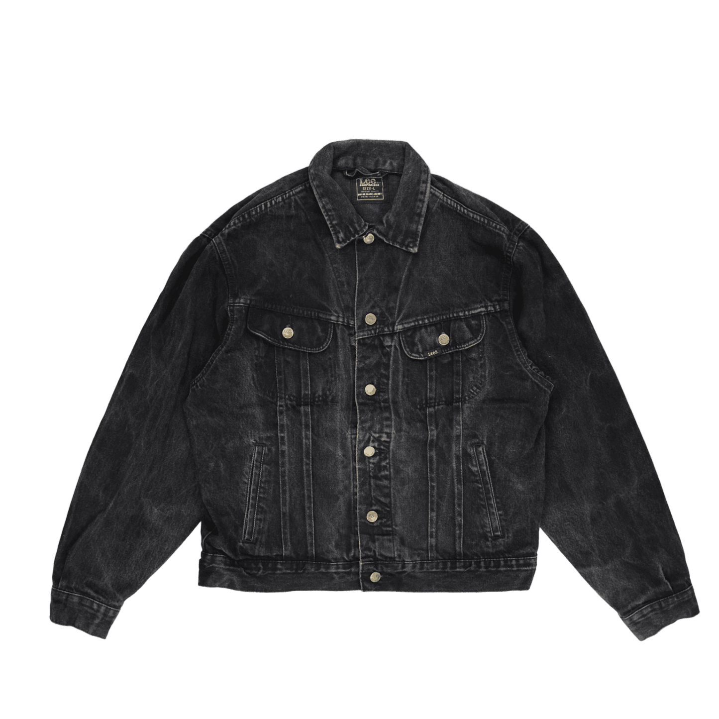Lee Vintage Black Denim Jacket Large Cotton Denim Collared