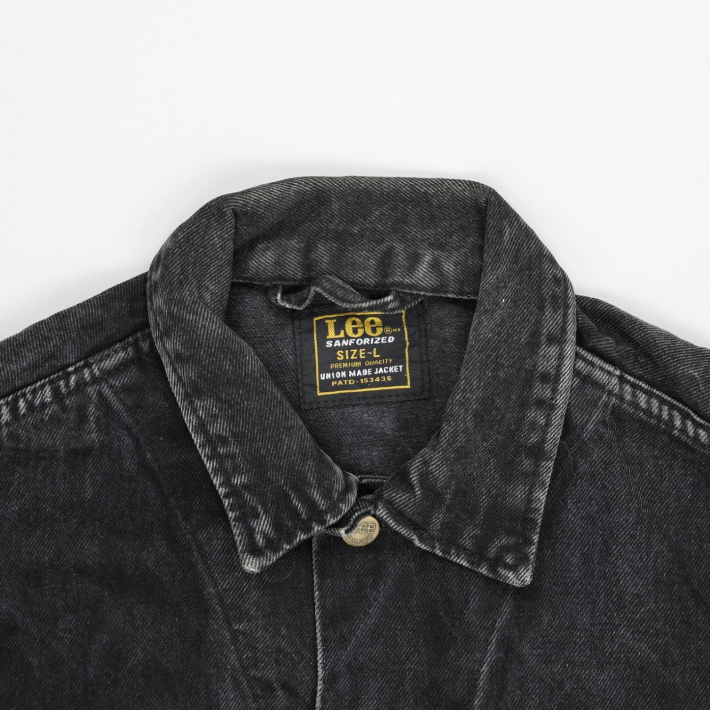 Lee Vintage Black Denim Jacket Large Cotton Denim Collared