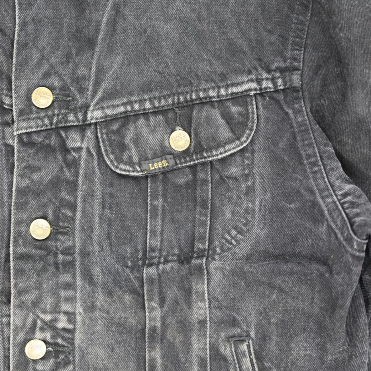Lee Vintage Black Denim Jacket Large Cotton Denim Collared