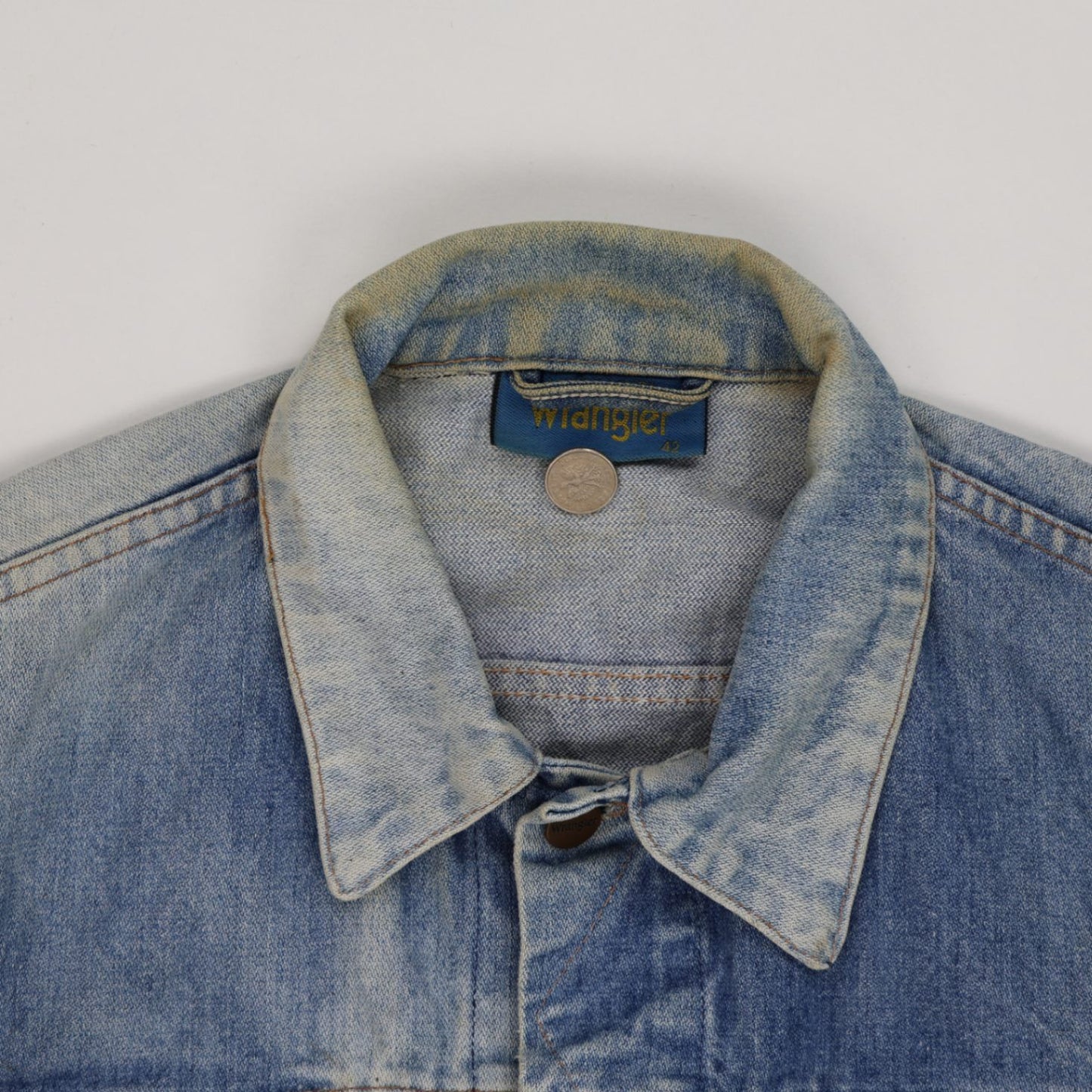 Wrangler Vintage Blue Denim Jacket Men's Medium Cotton Denim Collared