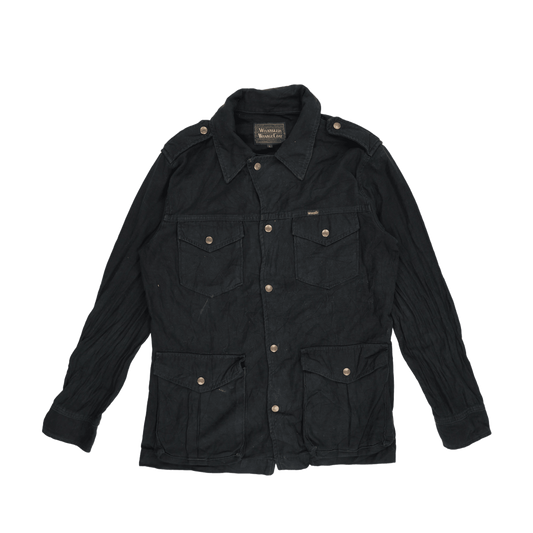 Wrangler Vintage Black Utility Jacket Large Cotton Collared Workwear