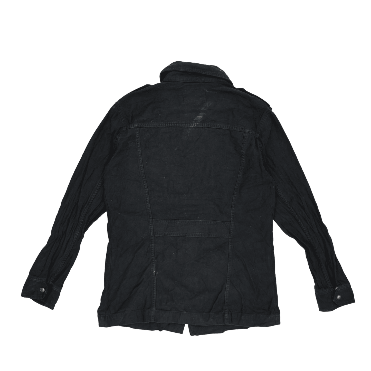 Wrangler Vintage Black Utility Jacket Large Cotton Collared Workwear