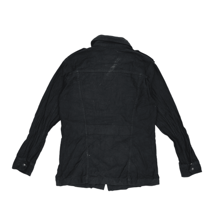 Wrangler Vintage Black Utility Jacket Large Cotton Collared Workwear