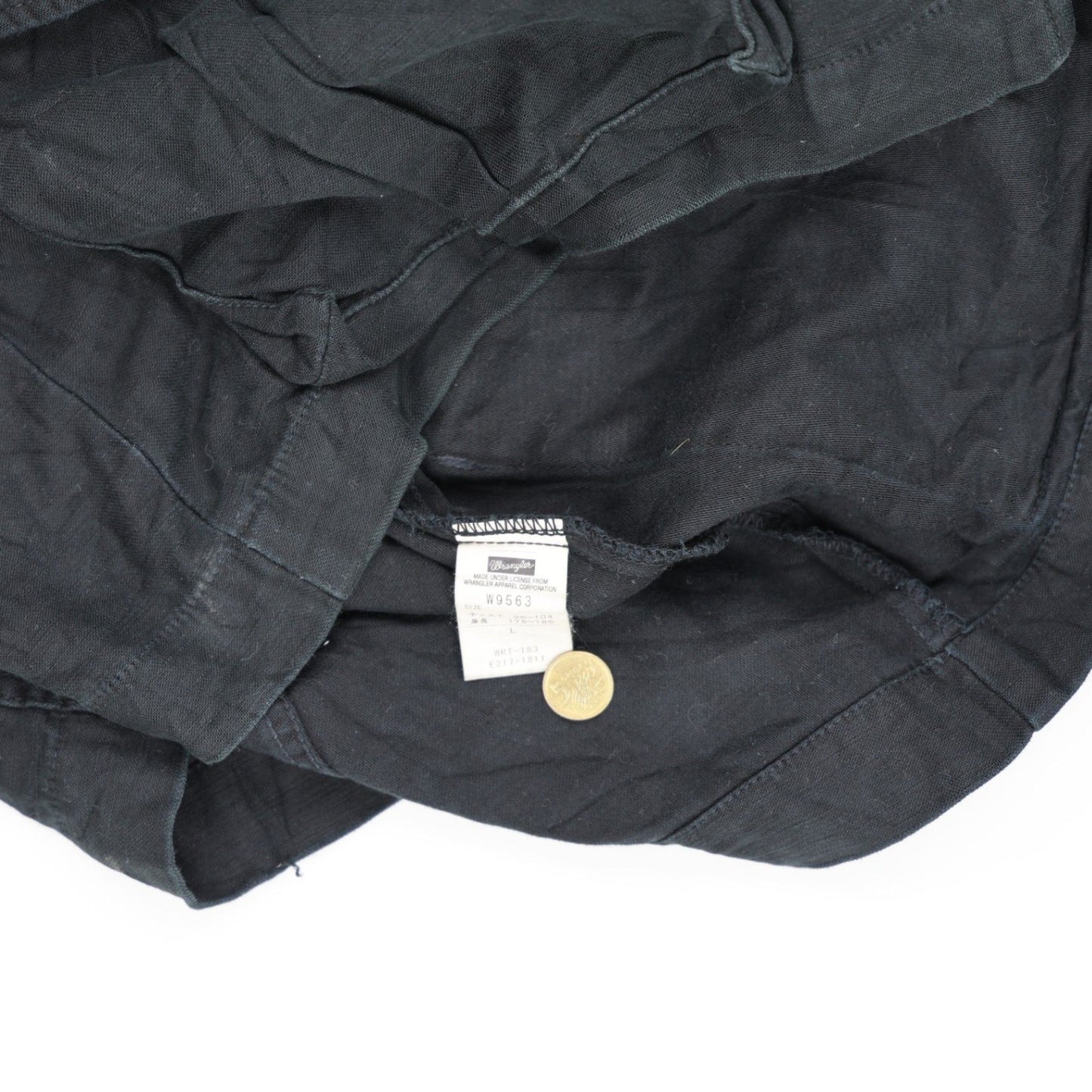 Wrangler Vintage Black Utility Jacket Large Cotton Collared Workwear