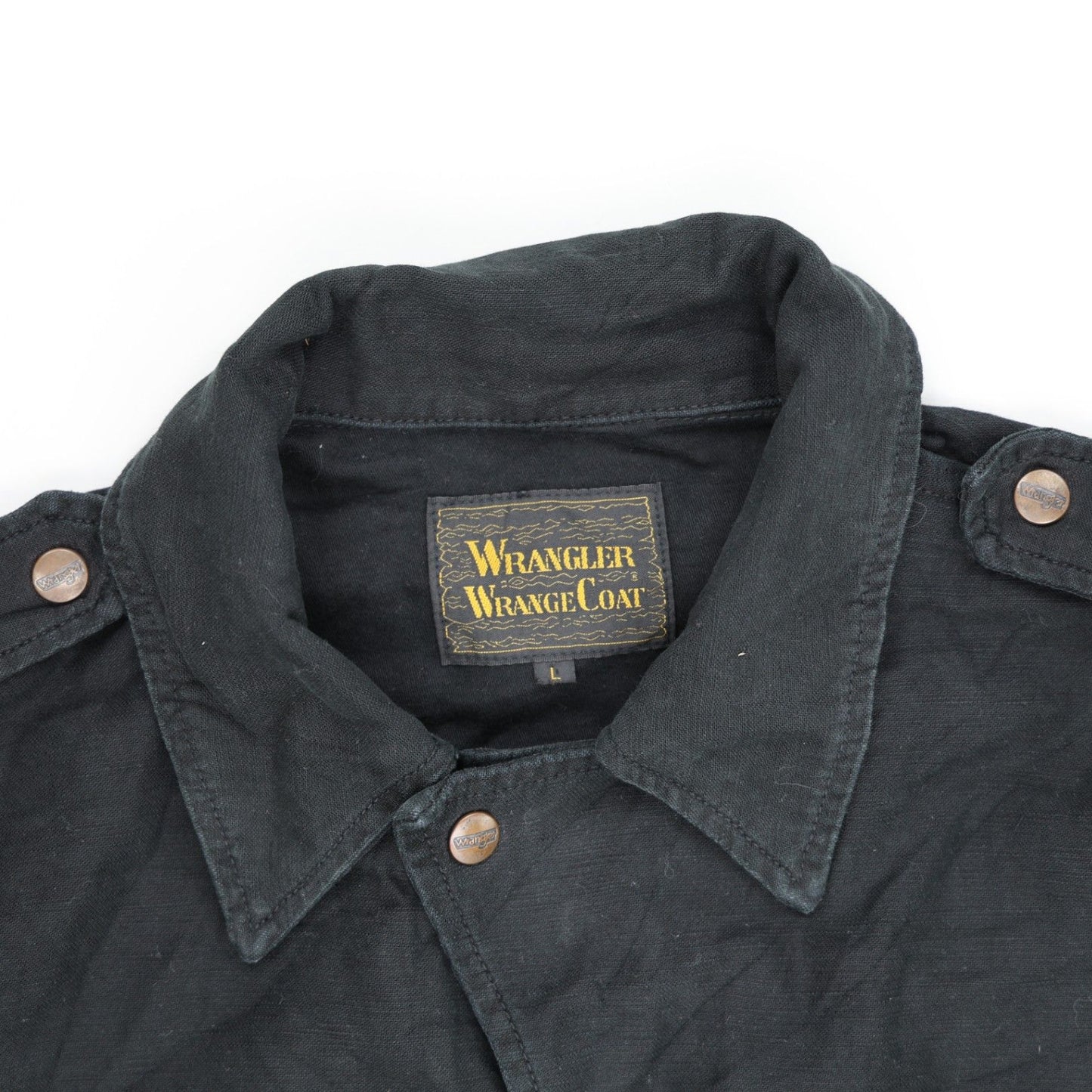 Wrangler Vintage Black Utility Jacket Large Cotton Collared Workwear