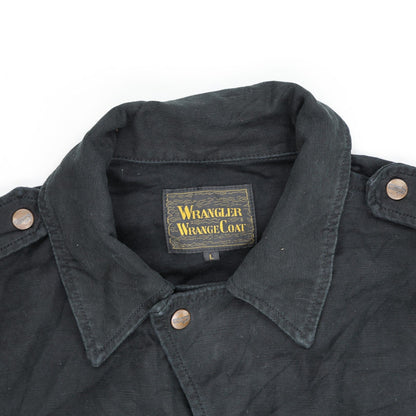 Wrangler Vintage Black Utility Jacket Large Cotton Collared Workwear