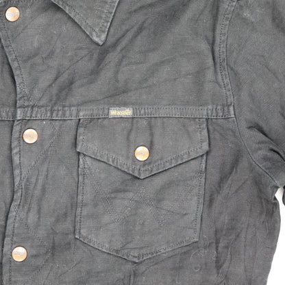 Wrangler Vintage Black Utility Jacket Large Cotton Collared Workwear