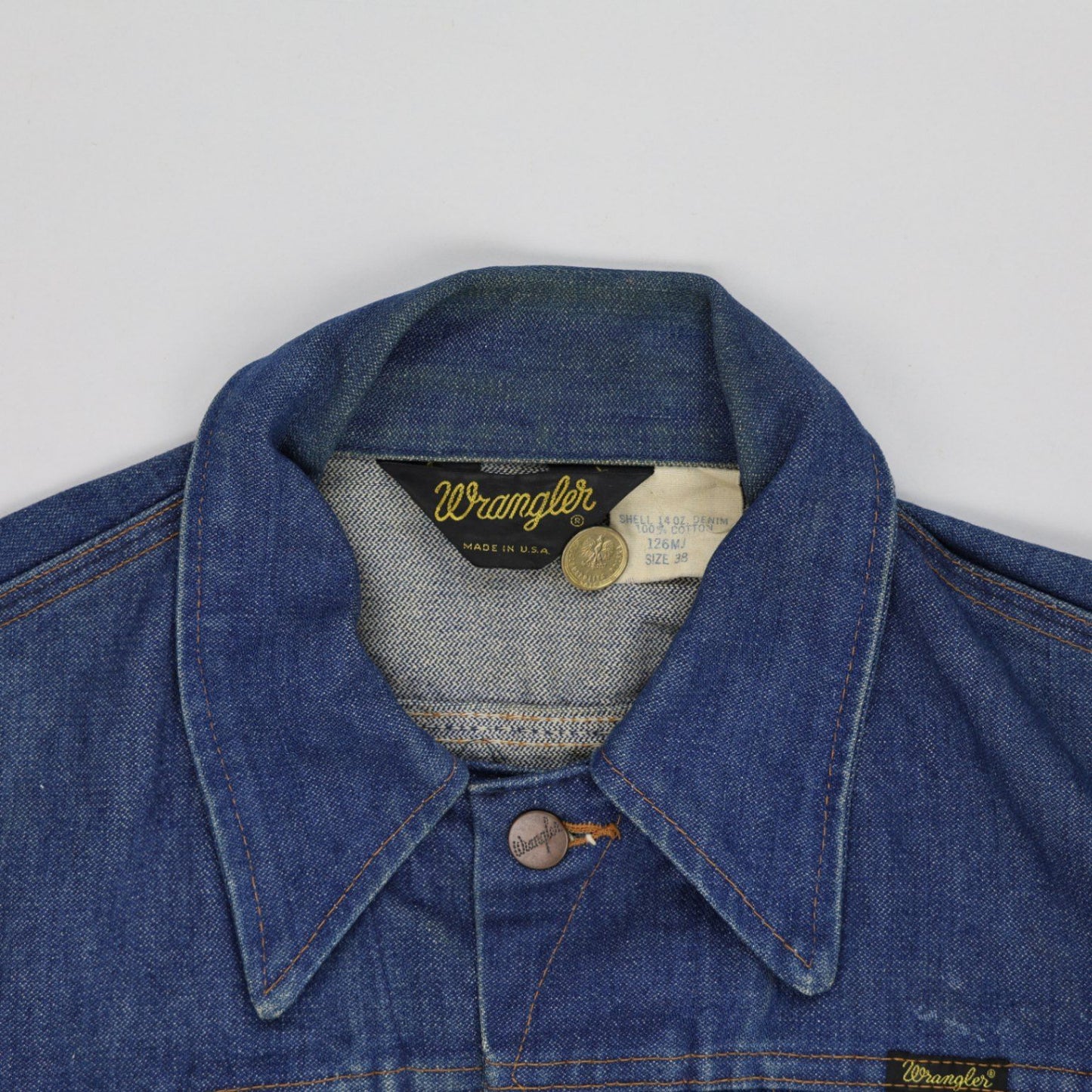 Vintage Wrangler Denim Jacket Blue Size 38 100 Cotton Denim Collared
