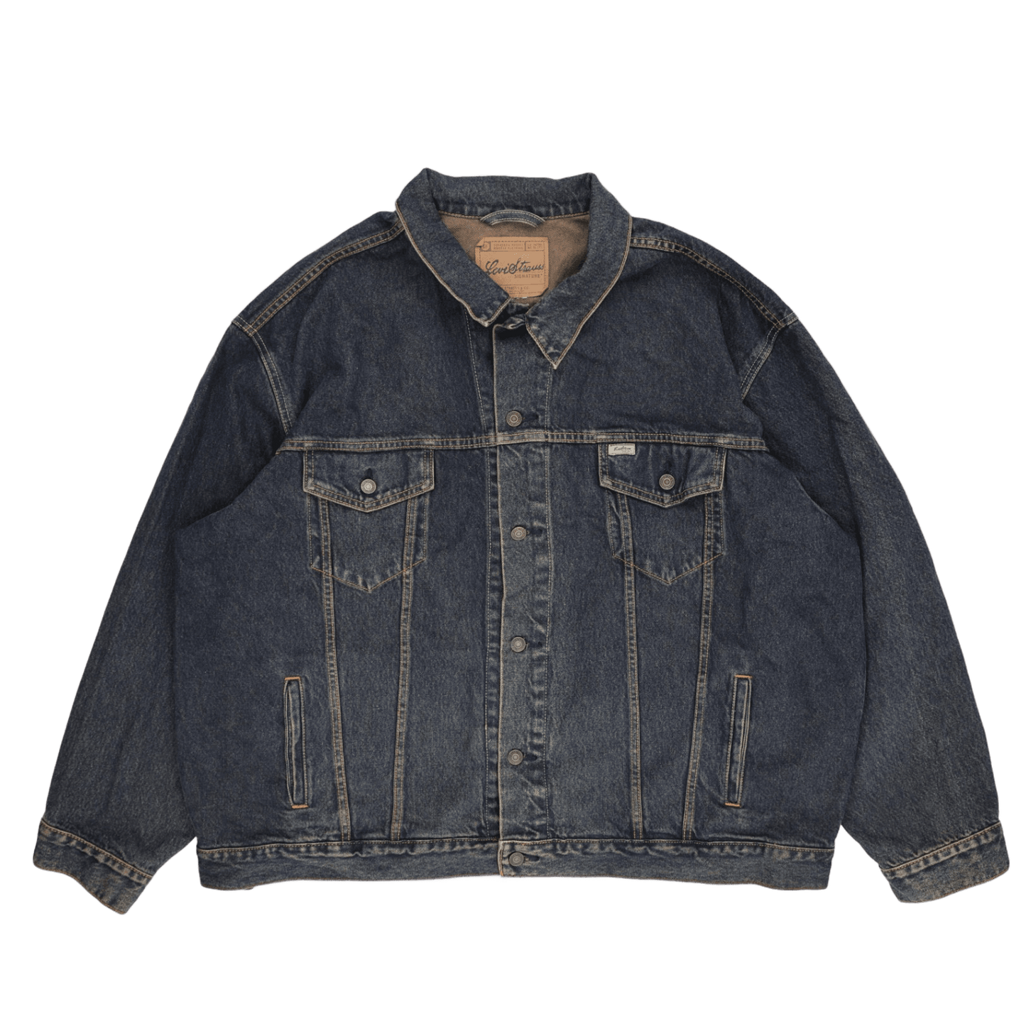 Levi's Vintage Blue Denim Jacket Men's Large 100% Cotton Collared Outerwear
