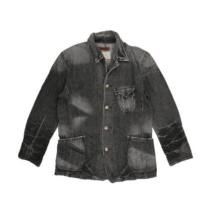 Levi's Redloop Vintage Black Denim Blazer Jacket Size Large 100% Cotton