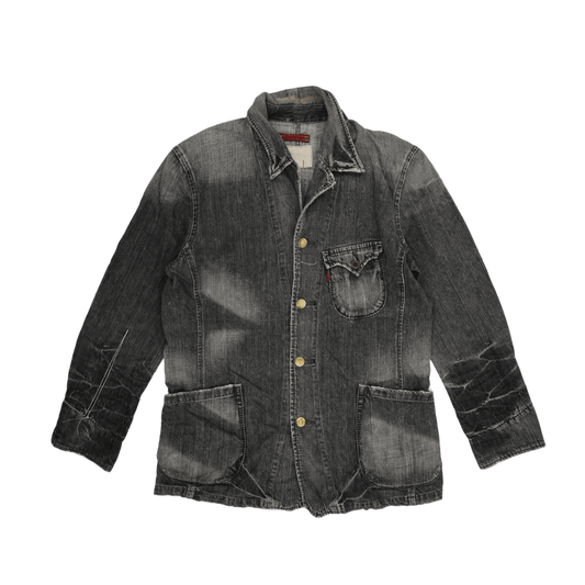 Levi's Redloop Vintage Black Denim Blazer Jacket Size Large 100% Cotton