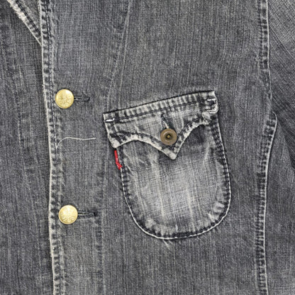 Levi's Redloop Vintage Black Denim Blazer Jacket Size Large 100% Cotton