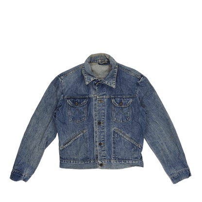 Vintage Wrangler Blue Denim Jacket Men's Medium 100 Percent Cotton Western Style Collared