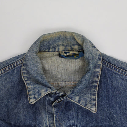 Vintage Wrangler Blue Denim Jacket Men's Medium 100 Percent Cotton Western Style Collared