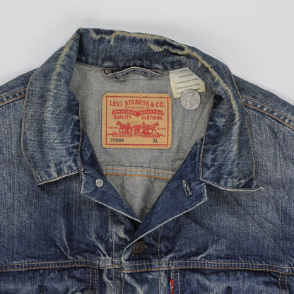Levi's Vintage 70589 XL Blue Denim Jacket Cotton Trucker Collared