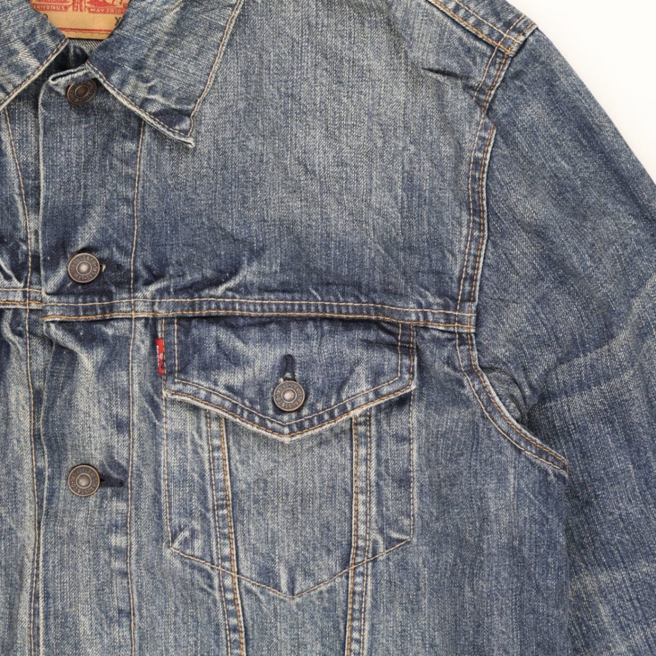Levi's Vintage 70589 XL Blue Denim Jacket Cotton Trucker Collared