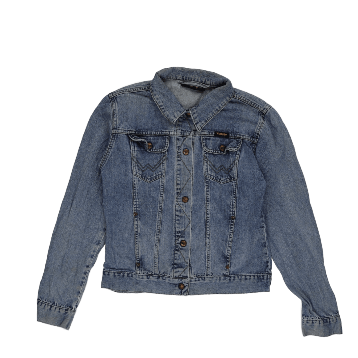 Wrangler Vintage Blue Denim Trucker Jacket XL 100% Cotton Collared