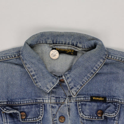 Wrangler Vintage Blue Denim Trucker Jacket XL 100% Cotton Collared