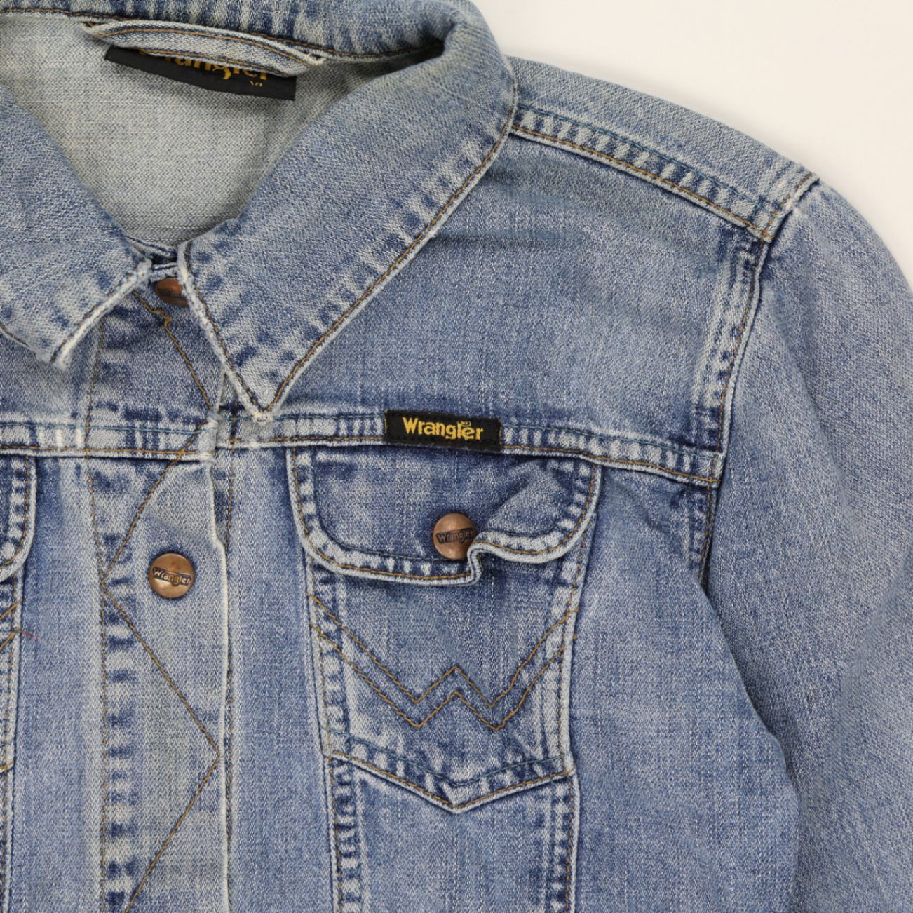 Wrangler Vintage Blue Denim Trucker Jacket XL 100% Cotton Collared
