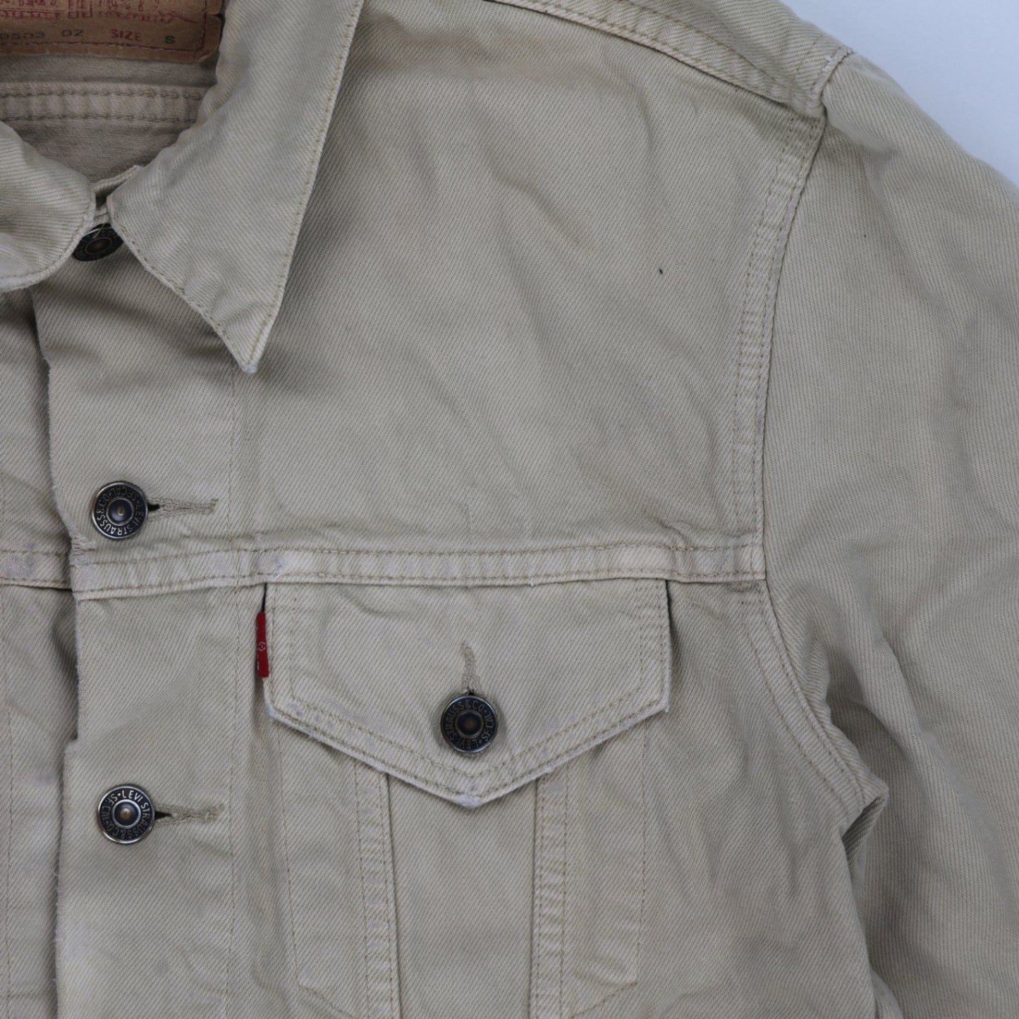 Levi's Vintage Stone Beige Trucker Jacket Men's Size Small 100% Cotton Collared