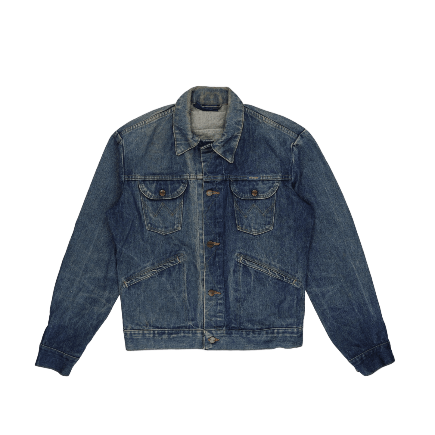 Wrangler Vintage Blue Denim Jacket Large Cotton Western Retro Collared