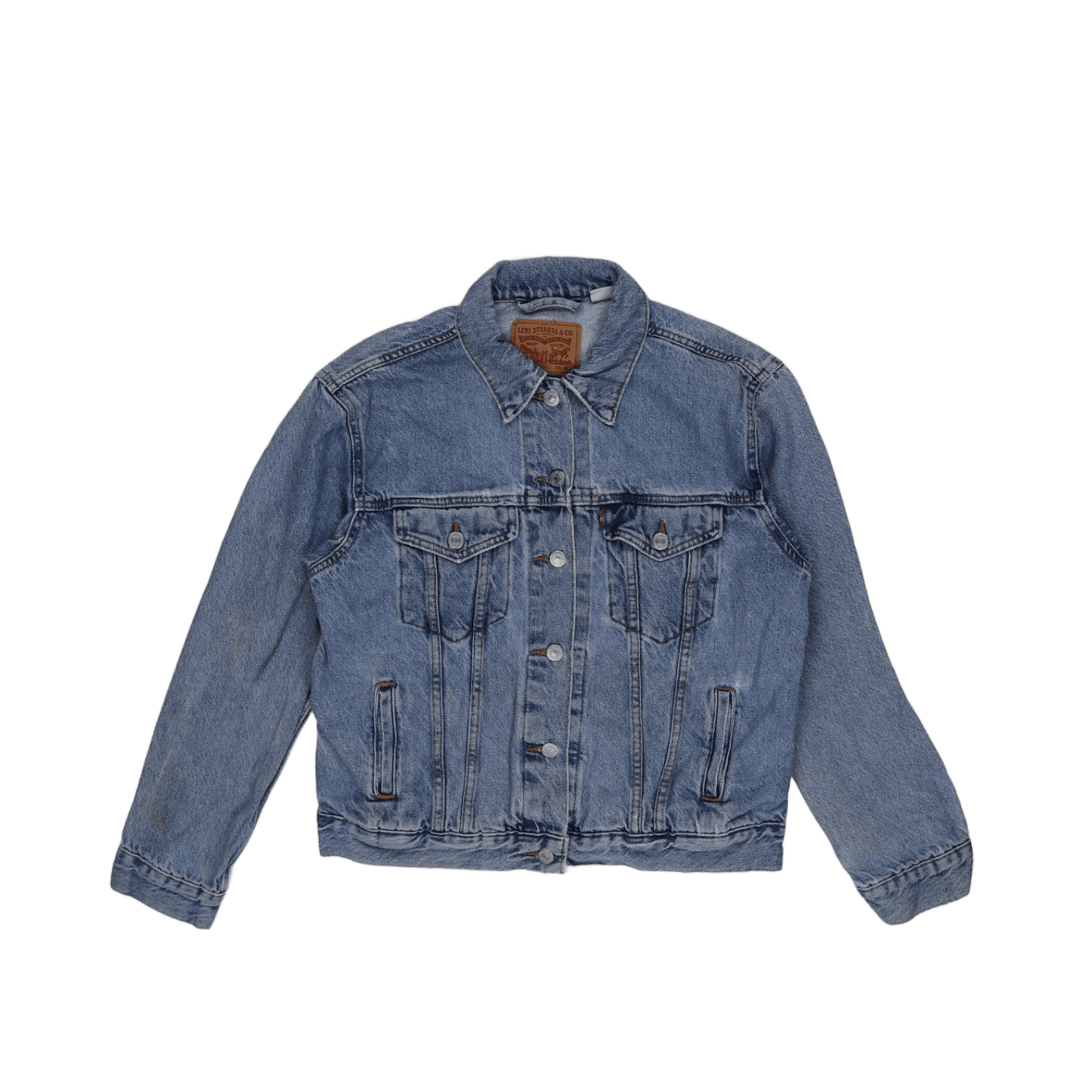 Levi's Vintage Medium Blue Denim Jacket Collared 100 Percent Cotton Size Medium