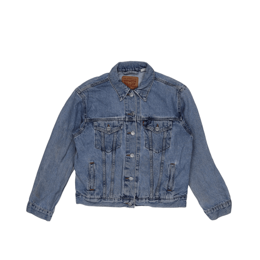 Levi's Vintage Medium Blue Denim Jacket Collared 100 Percent Cotton Size Medium