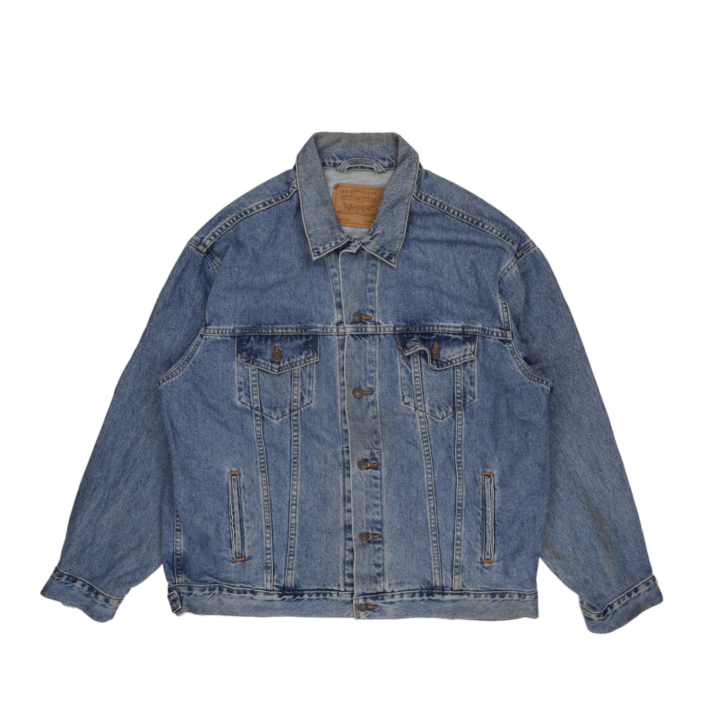 Levi's Vintage Blue Denim Jacket XL Cotton Collared Men's Outerwear