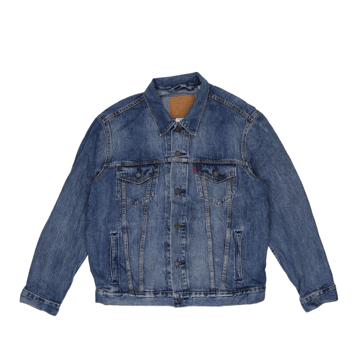 Levi's Vintage Denim Trucker Jacket Blue Large Collared 100% Cotton