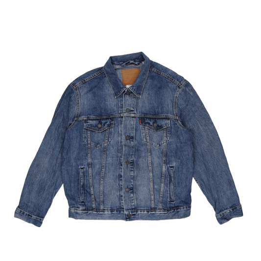 Levi's Vintage Denim Trucker Jacket Blue Large Collared 100% Cotton