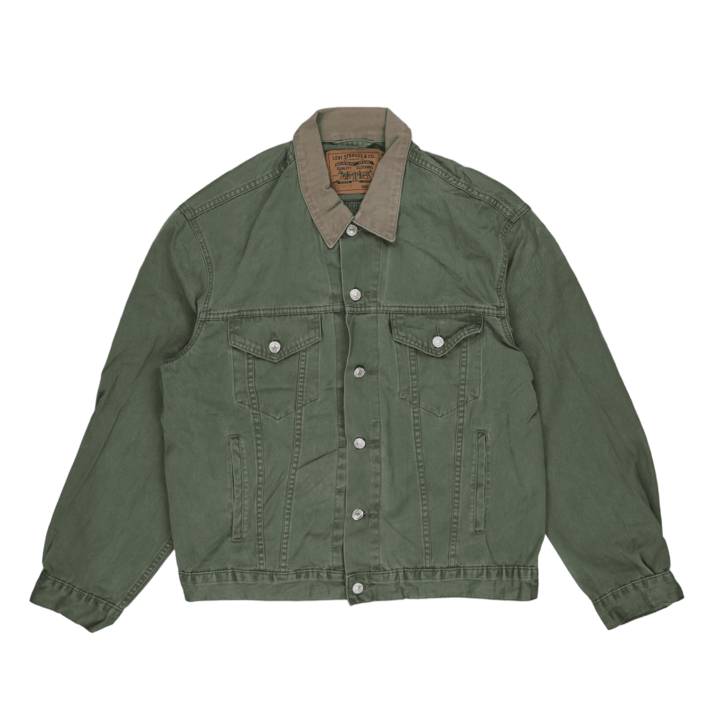 Levi's Vintage 1993 Green Trucker Jacket Men's Large Cotton Collared
