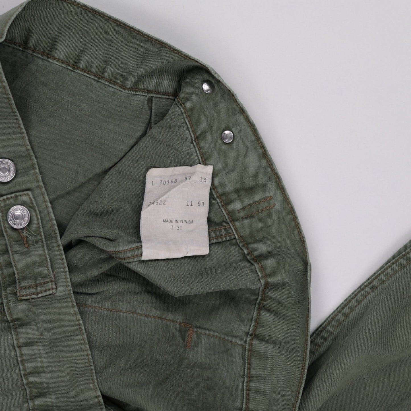 Levi's Vintage 1993 Green Trucker Jacket Men's Large Cotton Collared