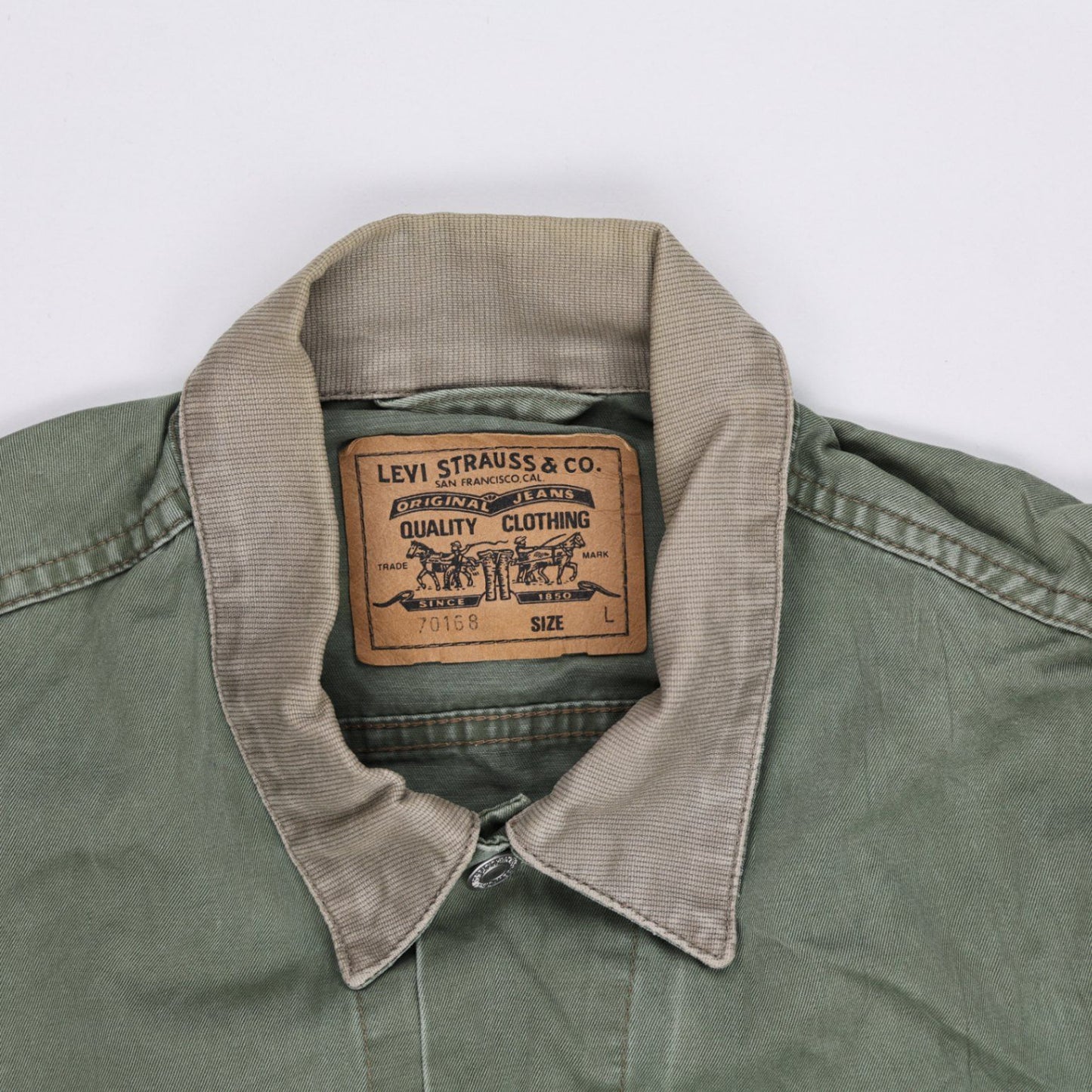 Levi's Vintage 1993 Green Trucker Jacket Men's Large Cotton Collared