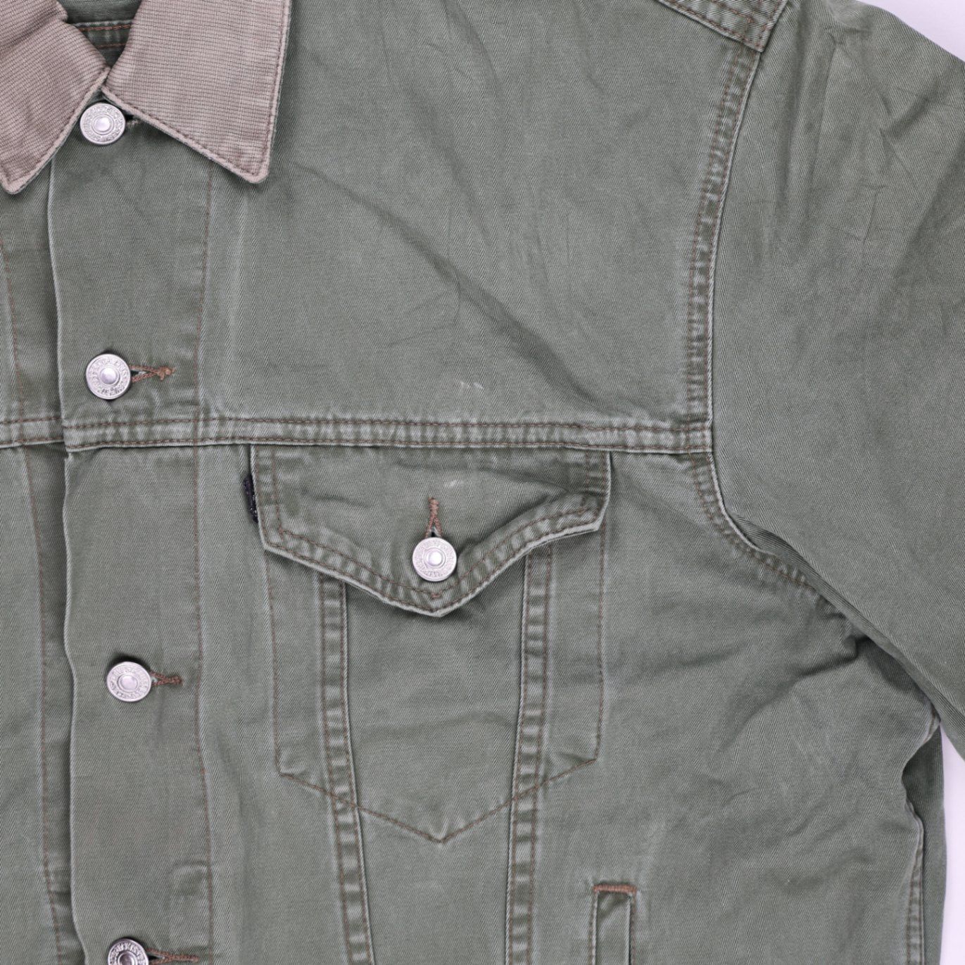 Levi's Vintage 1993 Green Trucker Jacket Men's Large Cotton Collared
