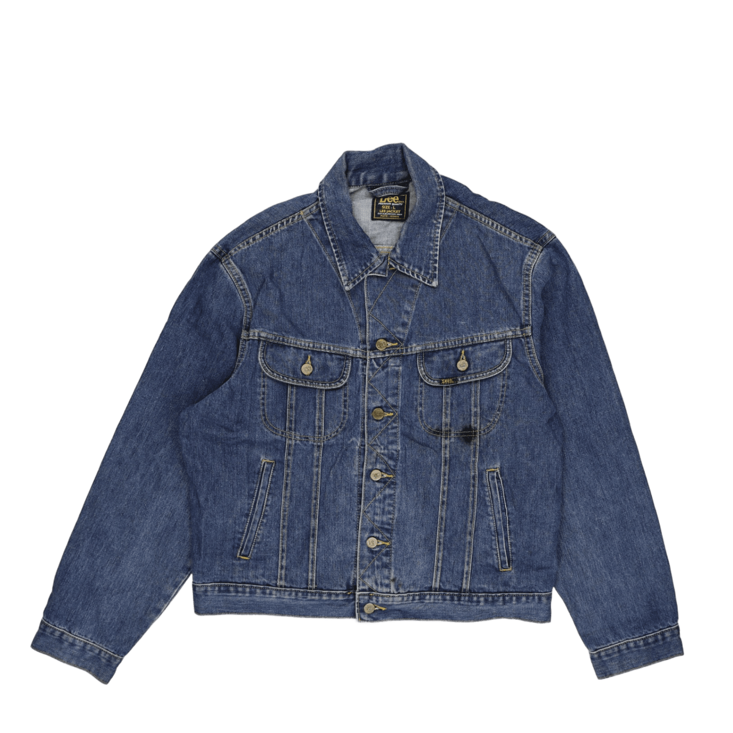 Lee Vintage Blue Denim Jacket Large Cotton Collared