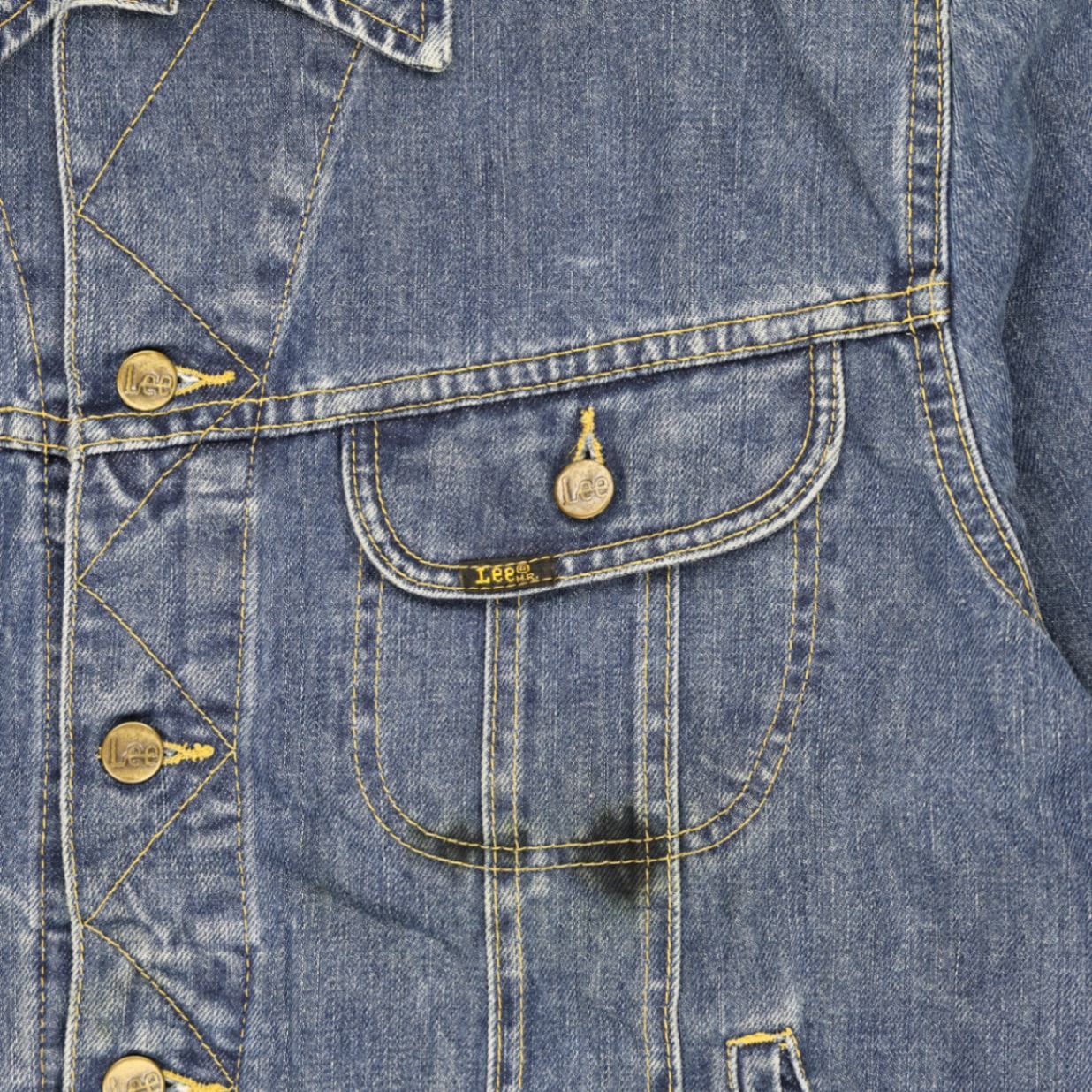 Lee Vintage Blue Denim Jacket Large Cotton Collared