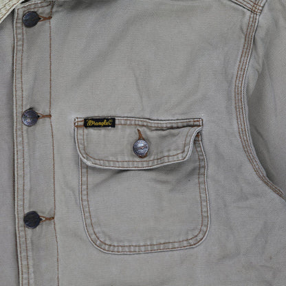 Wrangler Vintage Western Chore Jacket Beige Large 100 Percent Cotton