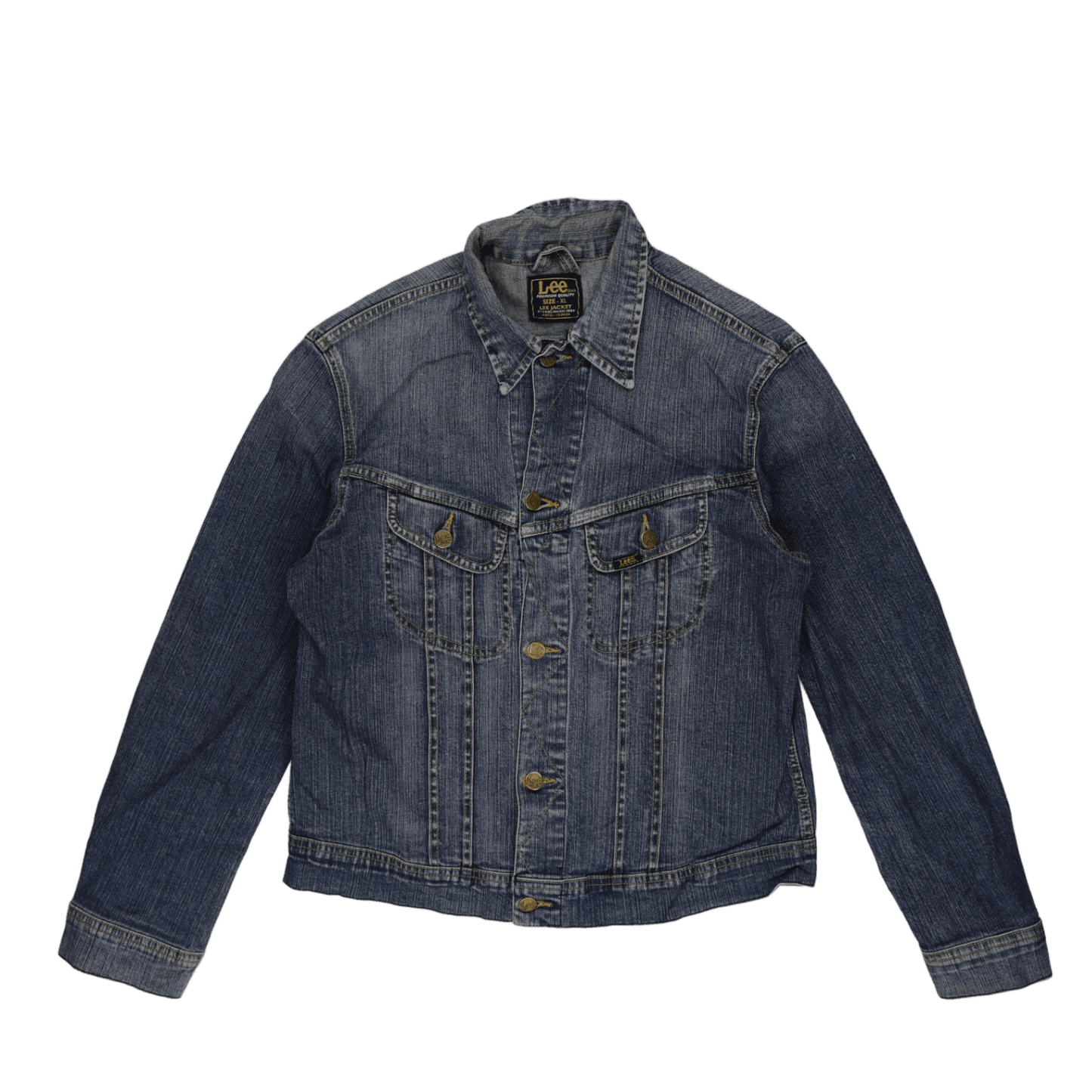 Lee Vintage Blue Denim Jacket XL Cotton Collared Slim Fit