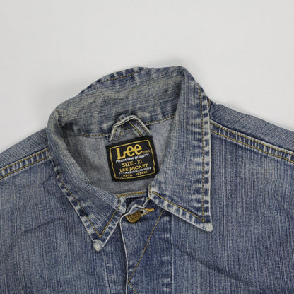 Lee Vintage Blue Denim Jacket XL Cotton Collared Slim Fit