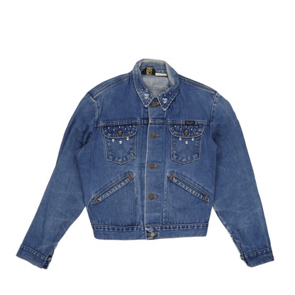 Wrangler Vintage Studded Denim Jacket Blue Size S 100 Percent Cotton Western Style Collared