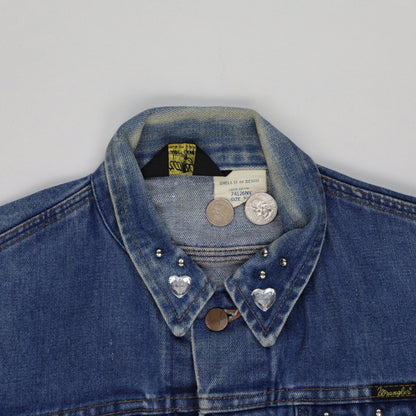 Wrangler Vintage Studded Denim Jacket Blue Size S 100 Percent Cotton Western Style Collared