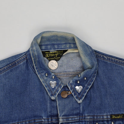 Wrangler Vintage Studded Denim Jacket Blue Size S 100 Percent Cotton Western Style Collared
